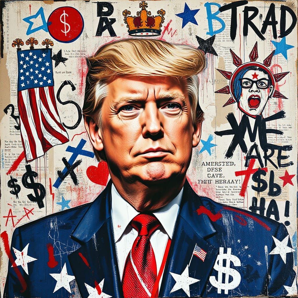 Donald Trump as Basquiat-Style Graffiti Art