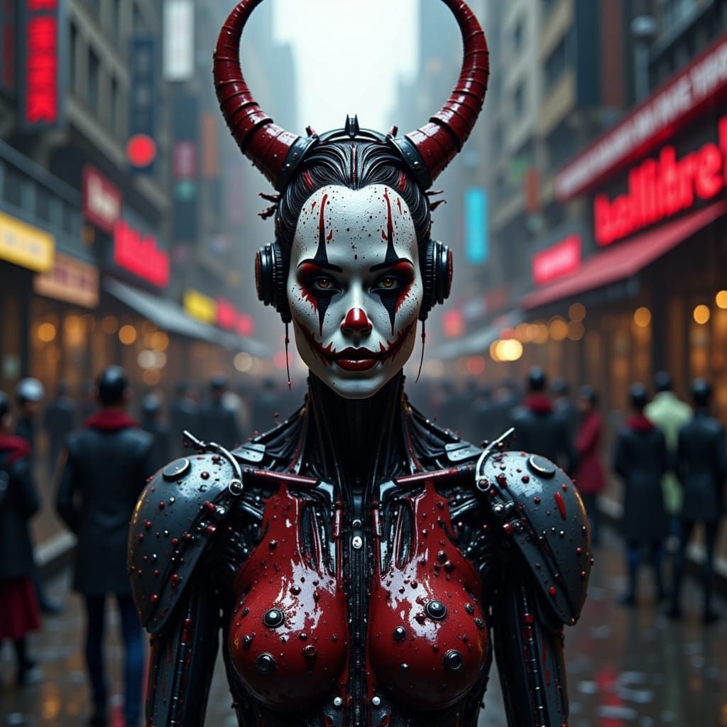 Cyborg Karcocha Clown in Cyberpunk Style