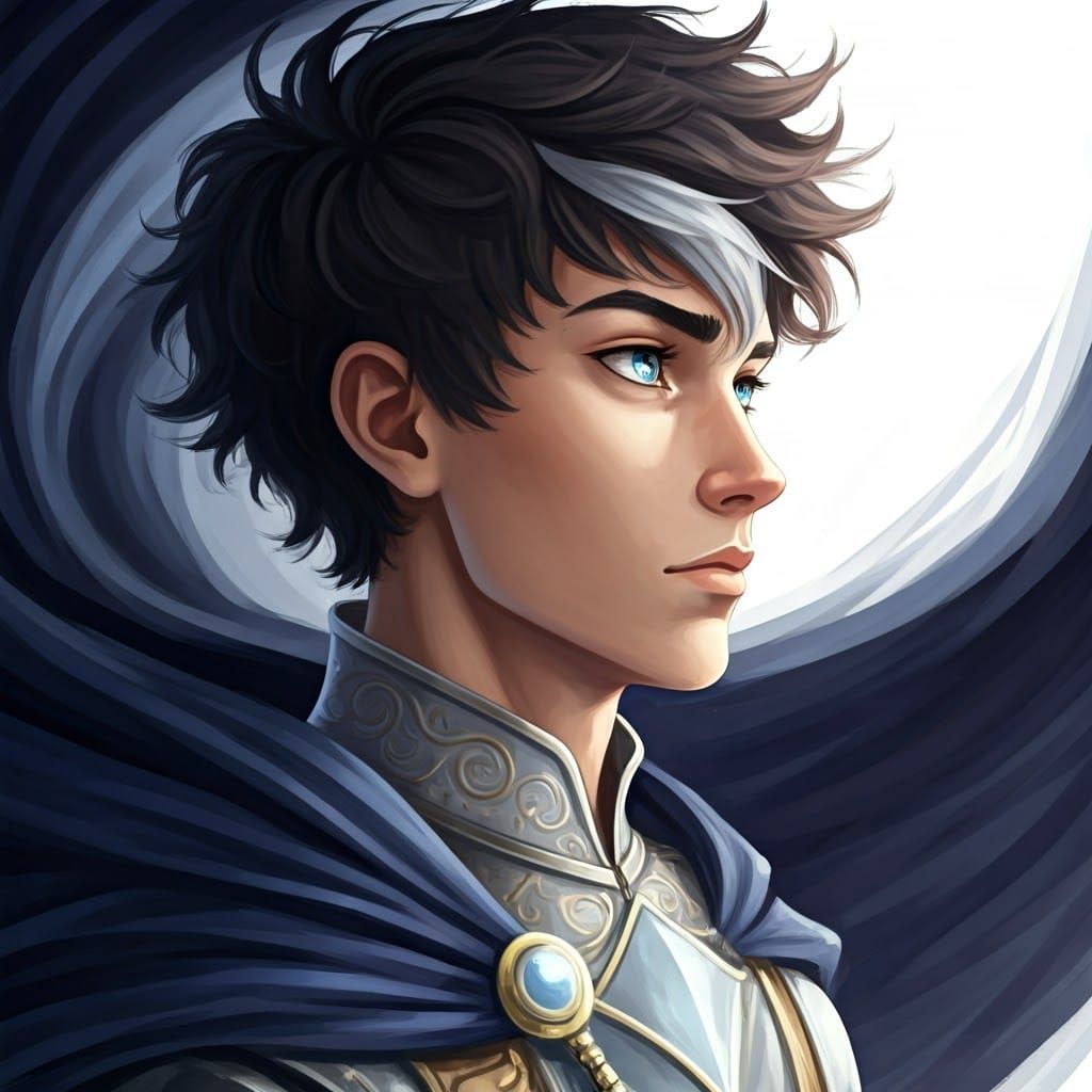 Handsome Teen in Silver Tunic, Digital Painting