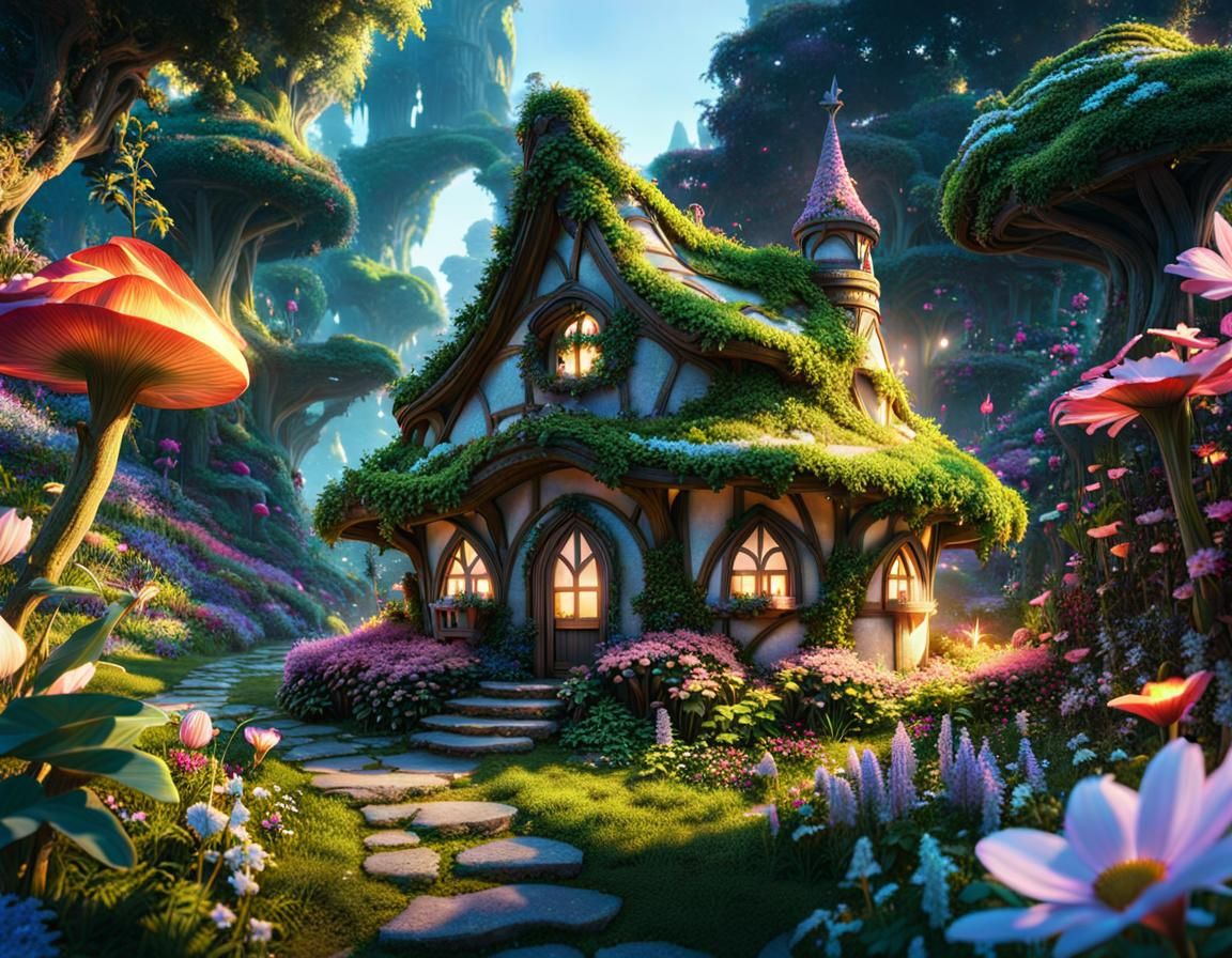 Magical Fairy Village with Flower Fairy