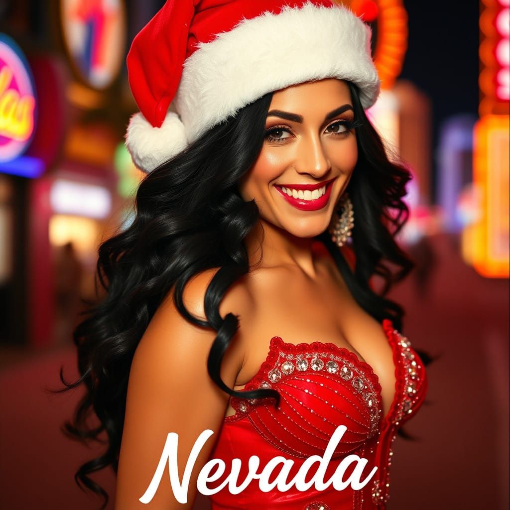 Las Vegas Showgirl as Everyday Santa in Holiday Finery