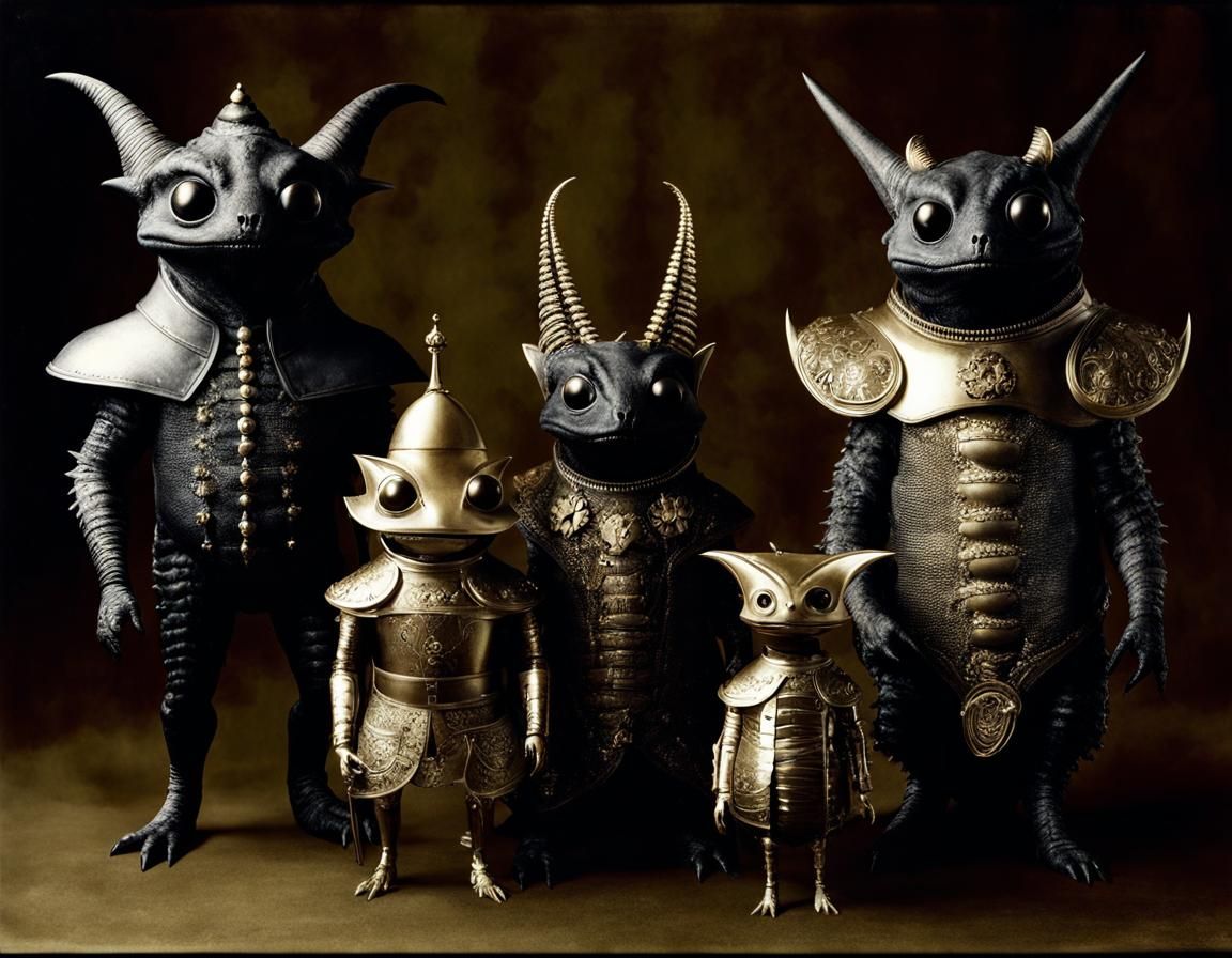 Alien Monster Family Presented to Henry VIII: Fantasy Art