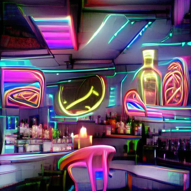 Retro Neon Bar in Psychedelic Colors