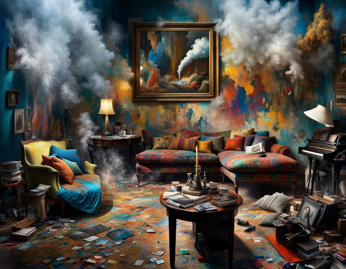 Abstract Rock Singers in Dreamy Opium Den