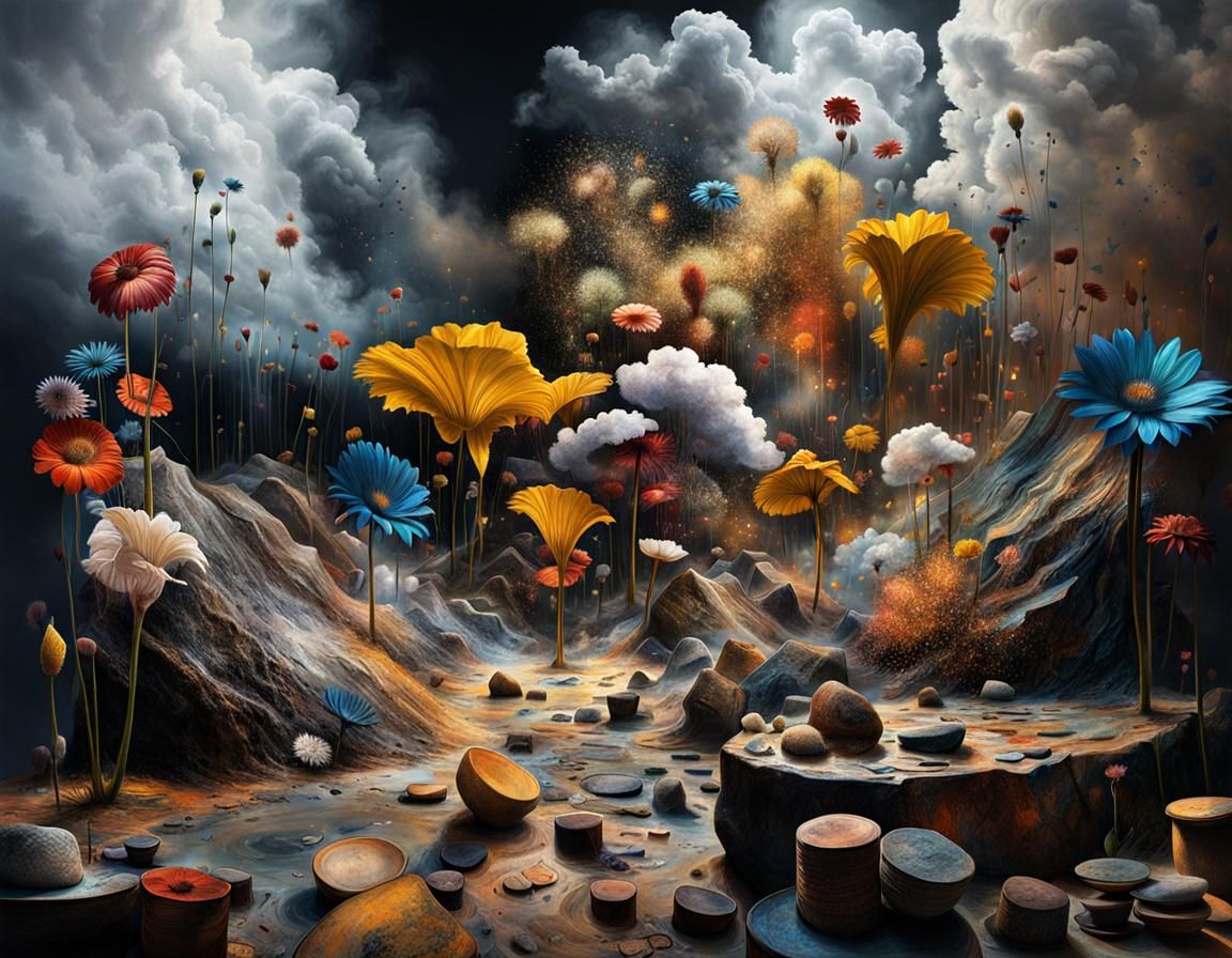 Abstract Art with Magical Particles and Soft Light