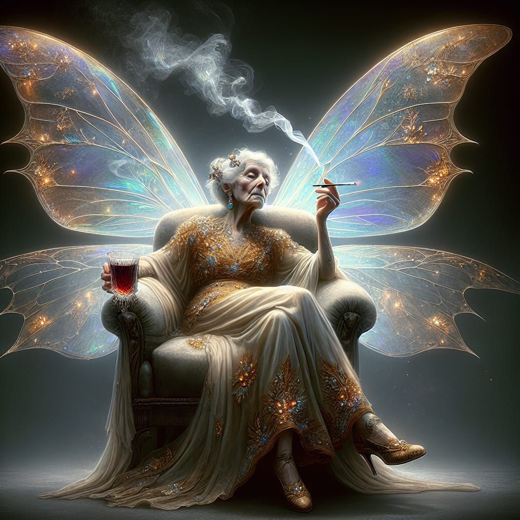 Tired Fairy Godmother Resting, Baroque Digital Art