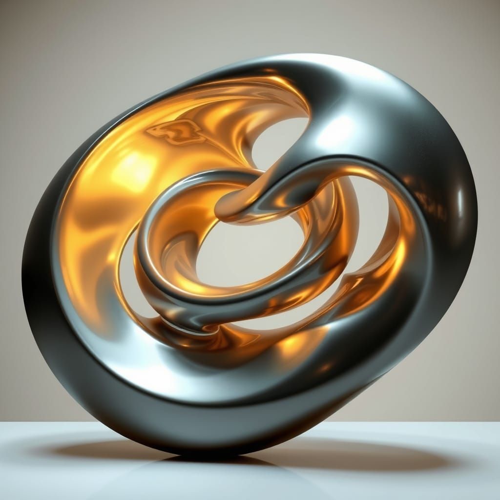 Surreal Metallic Sculpture in Futuristic Style