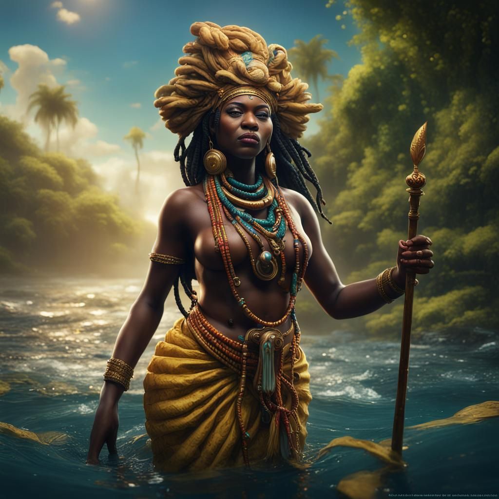 Enchanting Mami Wata: African Water Spirit, Digital Matte Pa...