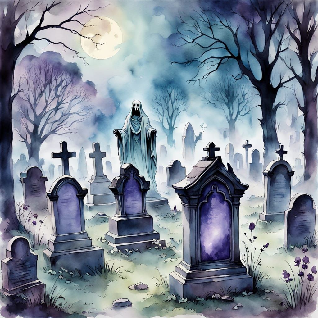 Ghostly Figure in Watercolour