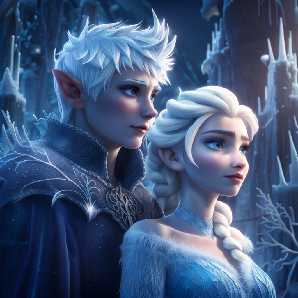Jack Frost and Elsa in Detailed Fantasy Art
