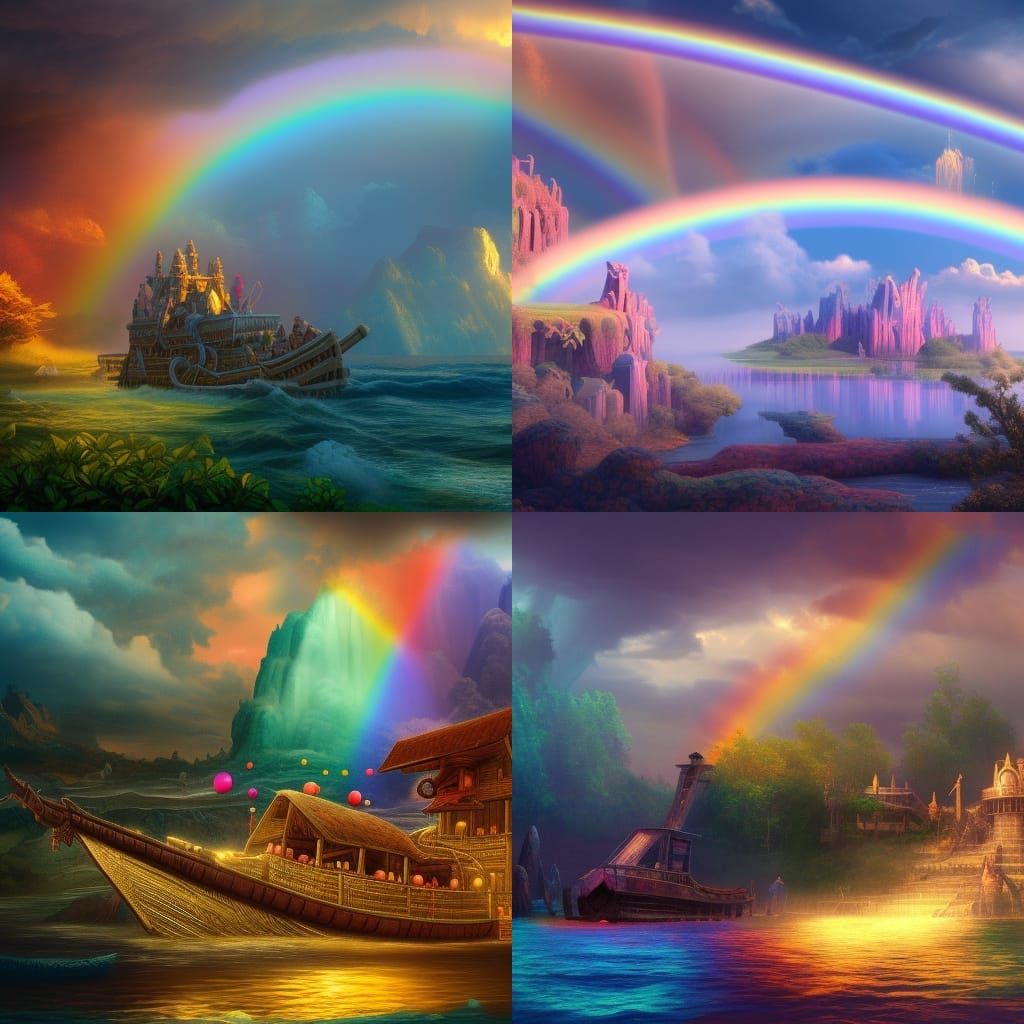 Noah's Ark Rainbow: Detailed Matte Painting