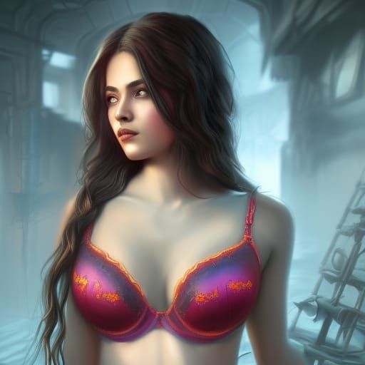 Girl in Bra: Detailed Matte Painting