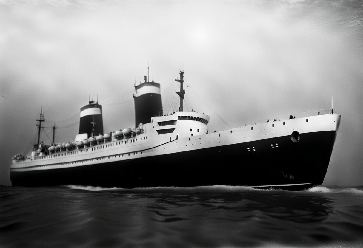 Eerie Shark on Ocean Floor in Black and White