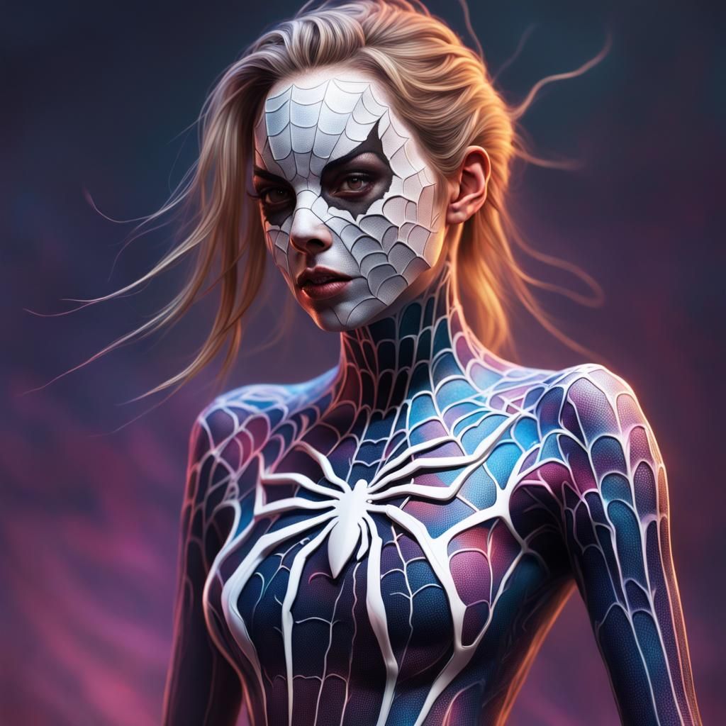 Hyperrealistic Ghost-Spider Bodysuit Cosplay