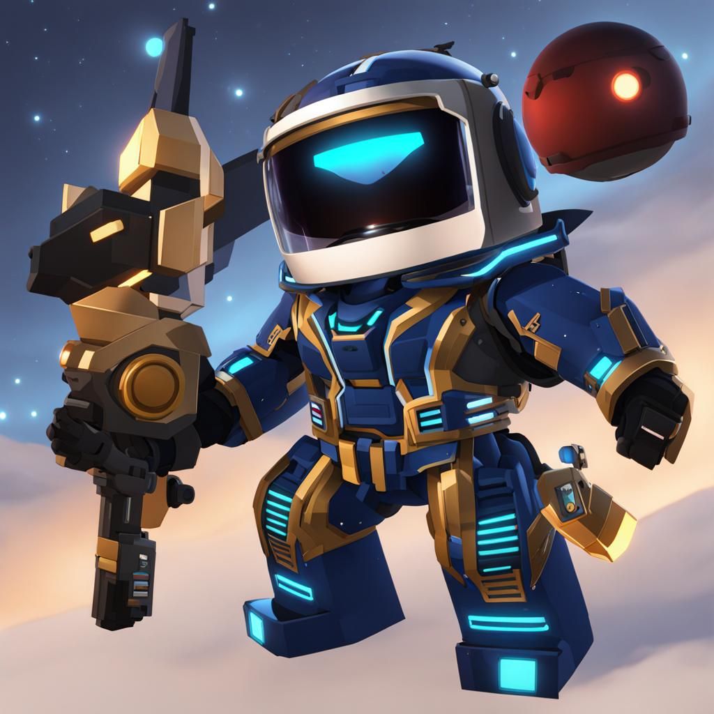 Lego-Style Roblox Avatar as Space Guardian