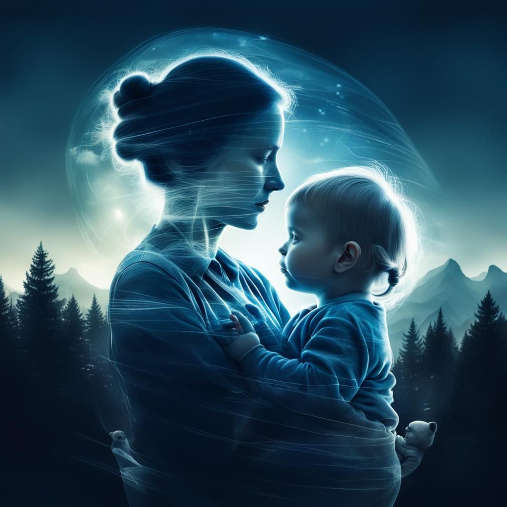 Mother and Child Double Exposure Matte Painting