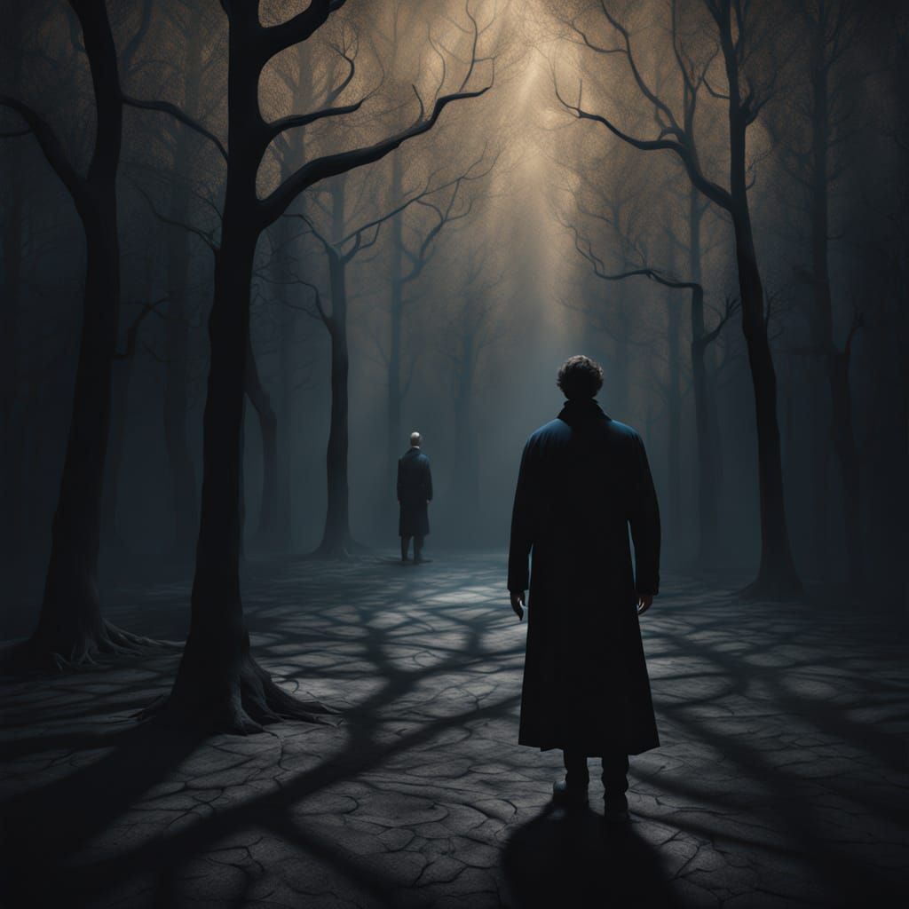 Surreal Identity Layers Artwork in Moody Tones