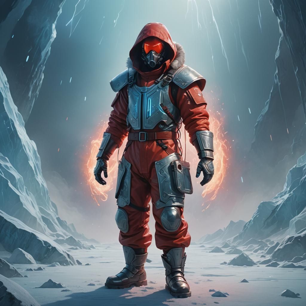 Heroic Figure in Red Suit: Fantasy Concept Art