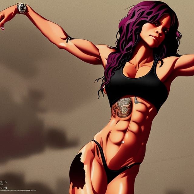 Anime Bodybuilder in Silky Bikini