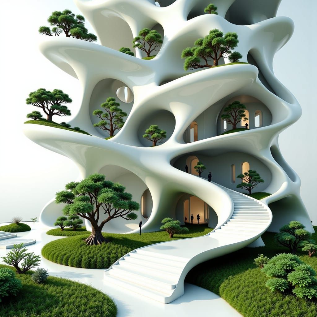 Futuristic Biomorphic Garden Architecture