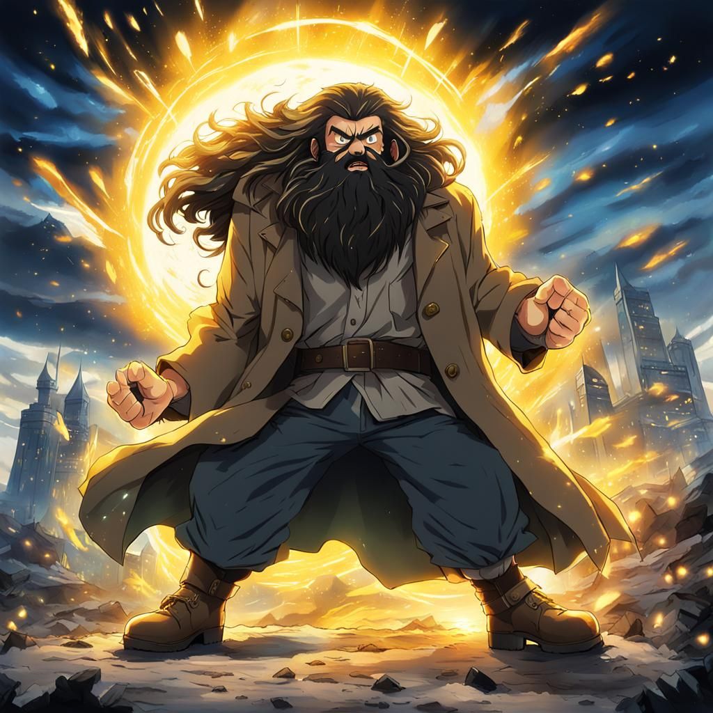 Hagrid as Super Saiyan in Anime Style