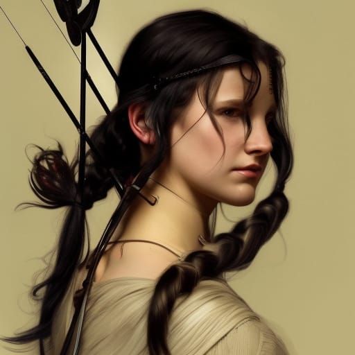 Catness Everdeen Portrait with Bow in Dynamic Lighting