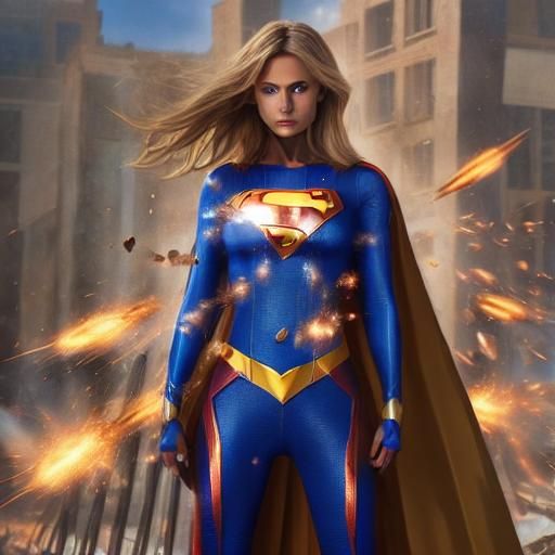 Bulletproof Blonde Superheroine in Detailed Matte Painting