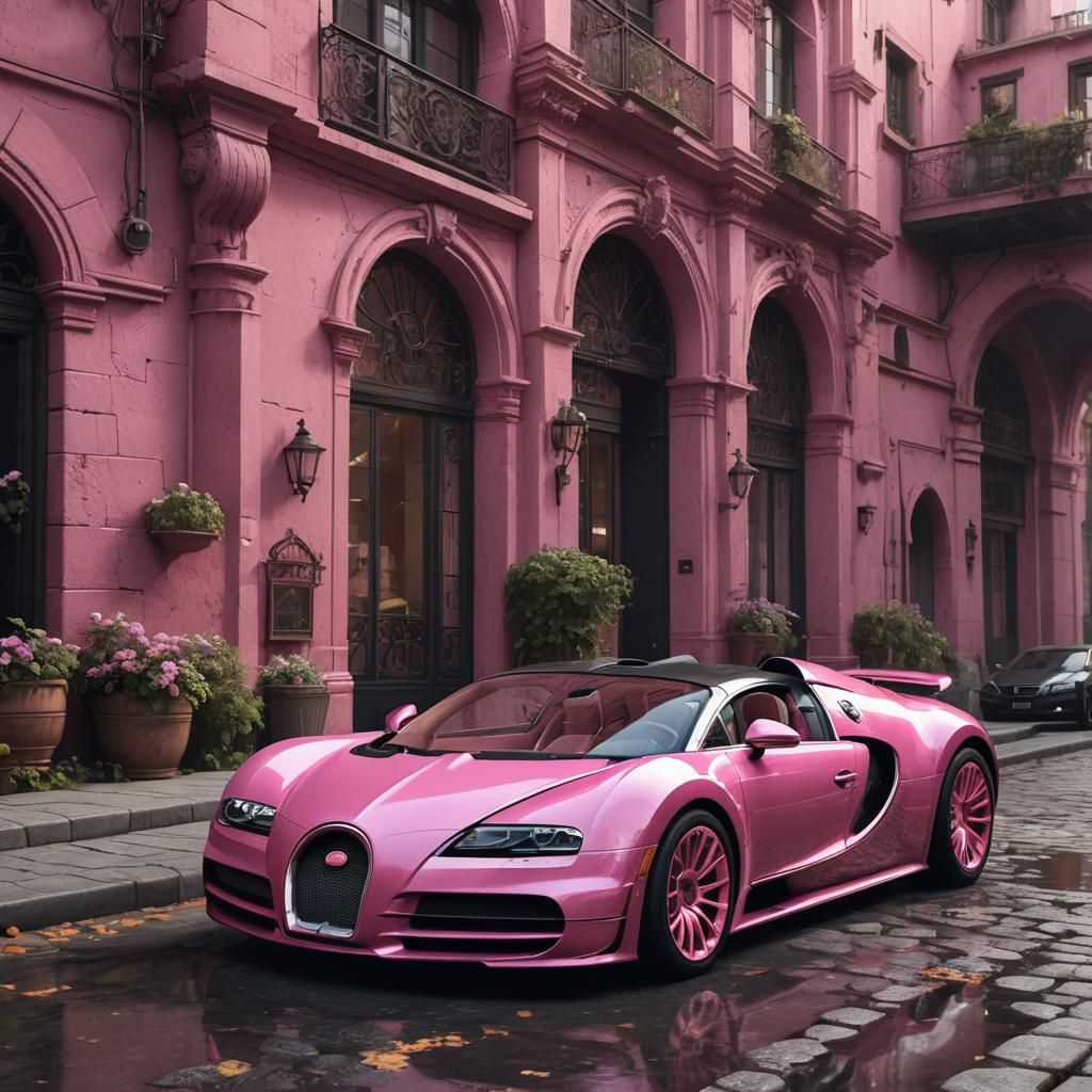 Pink Bugatti Veyron in Detailed Matte Painting