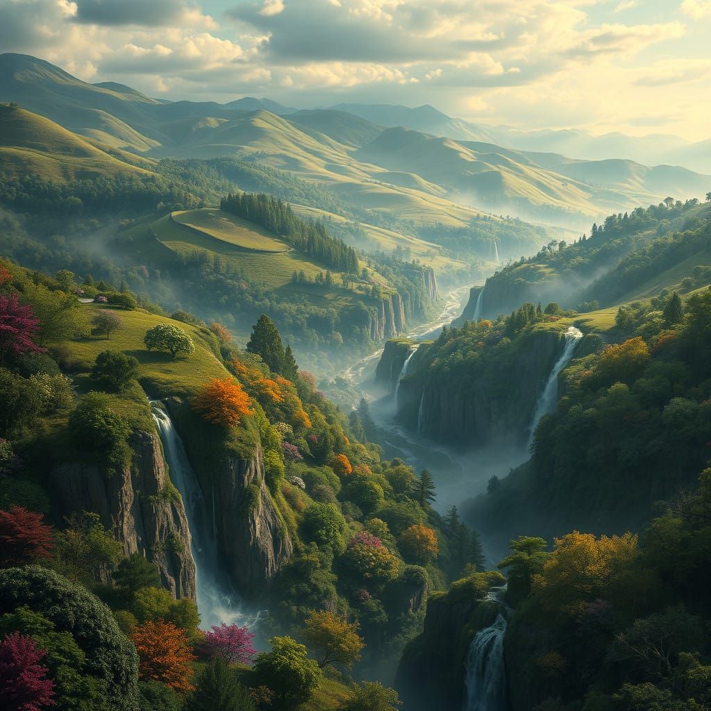 Fantasy Landscape in Vibrant Hyper-Realism