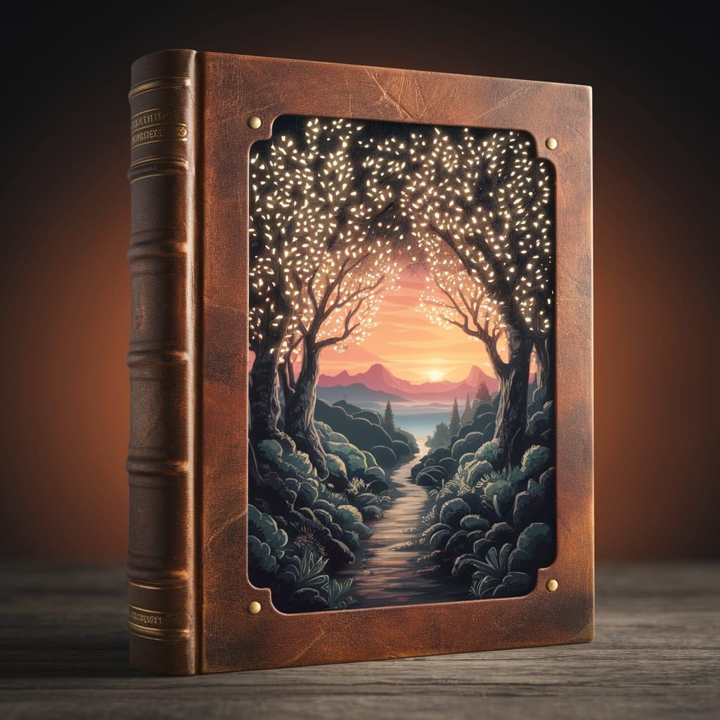 Mystical Travel Journal in Weathered Leather with Ethereal G...