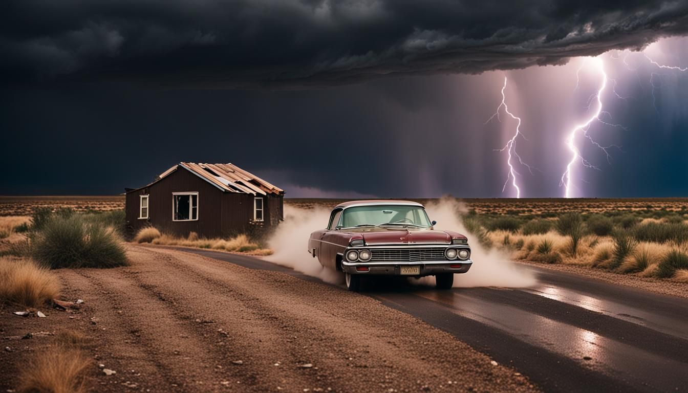 Route 66 Car Chase: Dark Tornado Photography