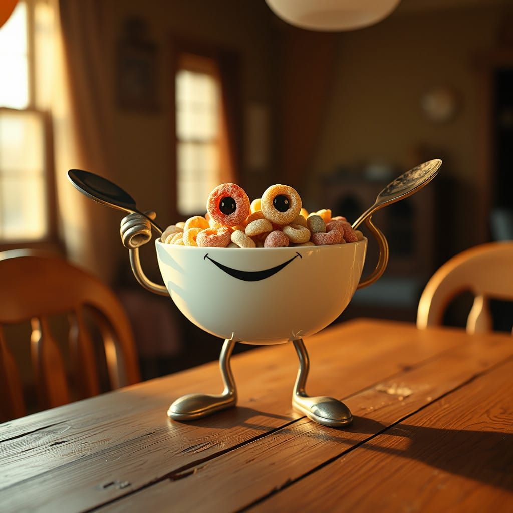 Anthropomorphic Cereal Hero Awakens in Vintage Film Noir