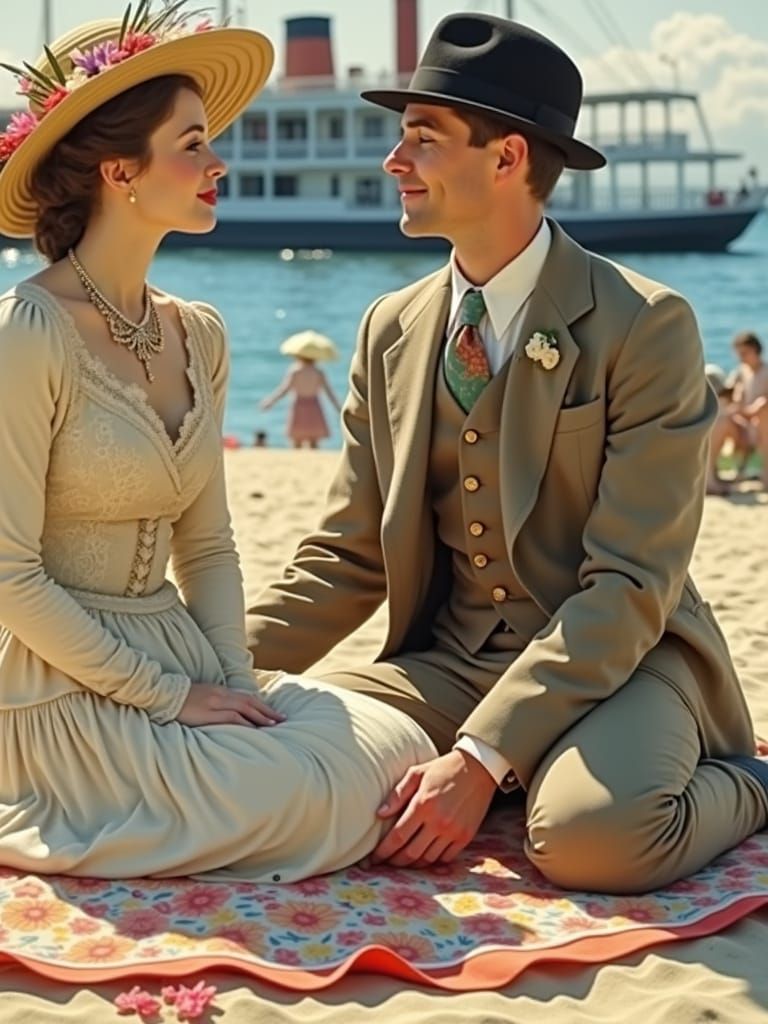 Edwardian Summer Picnic on a Sun-Kissed Beach