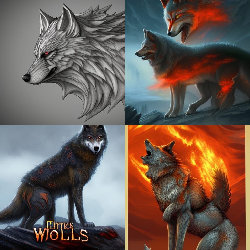 Fantastical Fire Wolves Concept Art