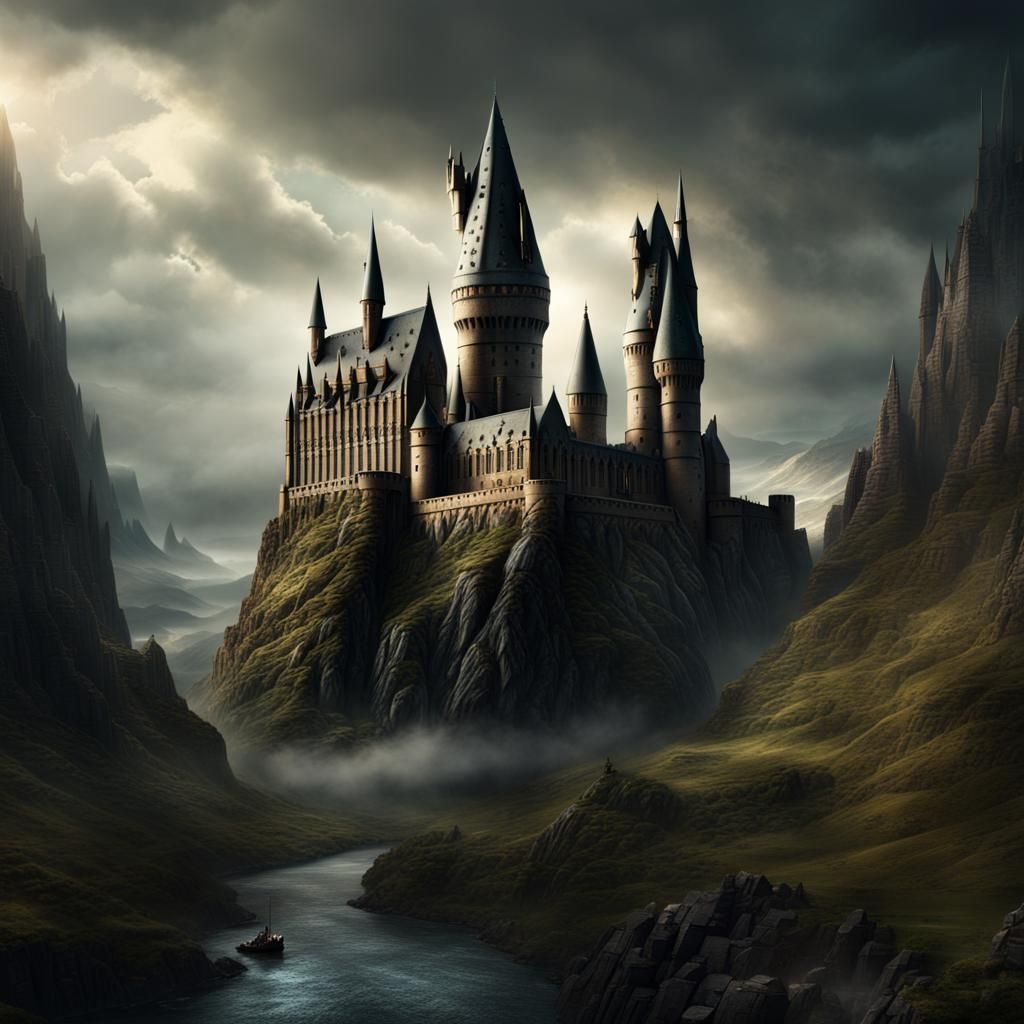 Epic Hogwarts Castle Digital Matte Painting