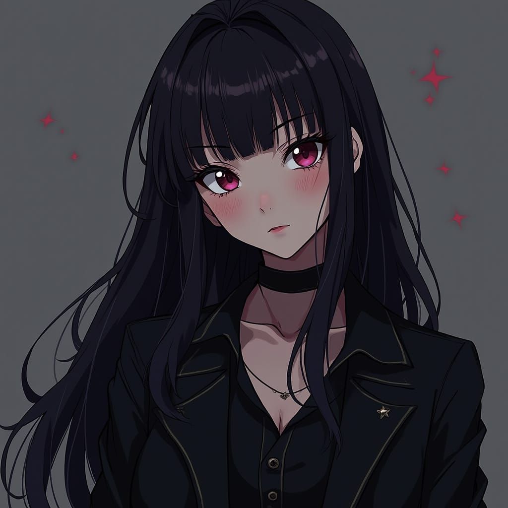 Goth Girl in Dynamic Anime Style with Cinematic Lighting