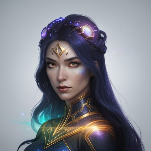 Ethereal Heroine in Cosmic Void