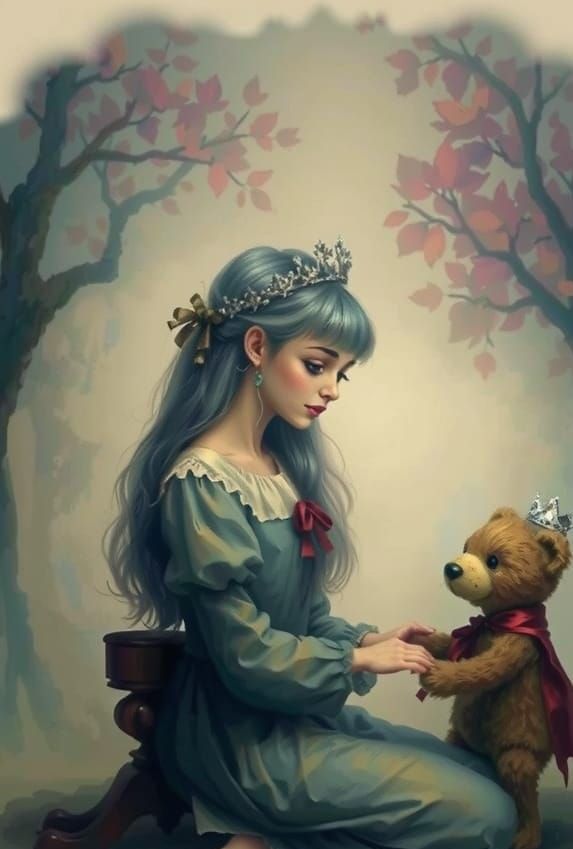 threadbare teddy bear bears the red ribbon of chivalry