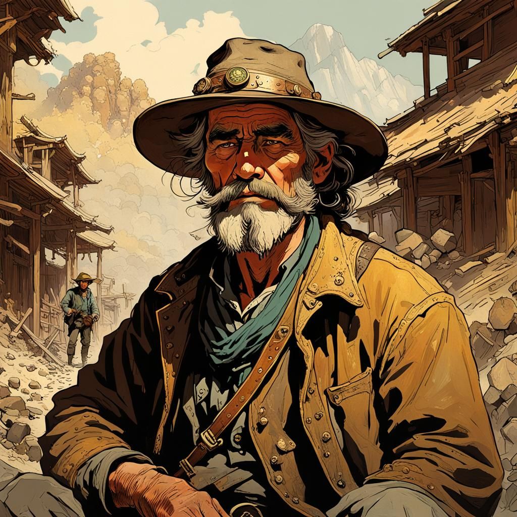 Gold Prospector in China: Detailed Fantasy Art