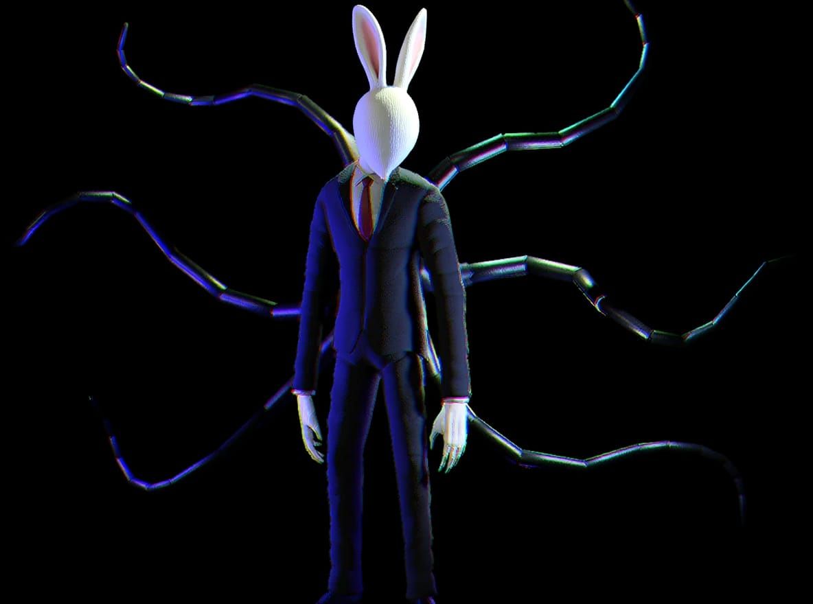 Creepy Rabbit Slenderman with Blank Face