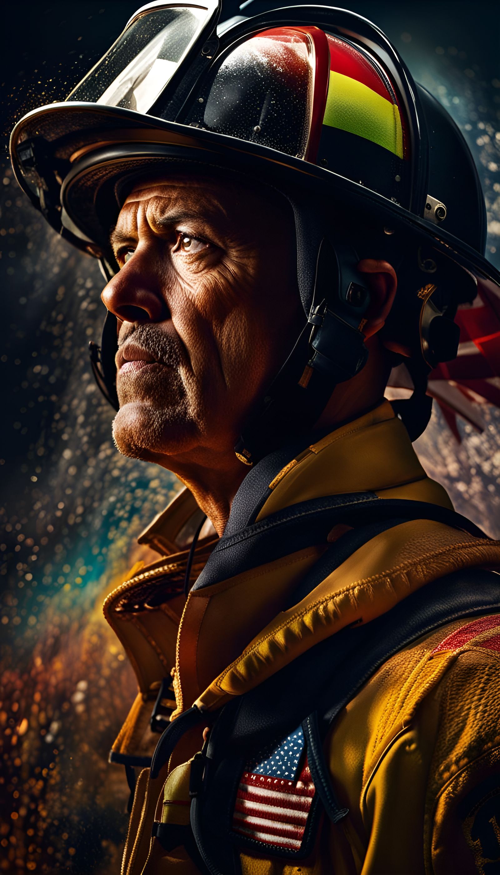 Hyperrealistic Portrait of an American Firefighter
