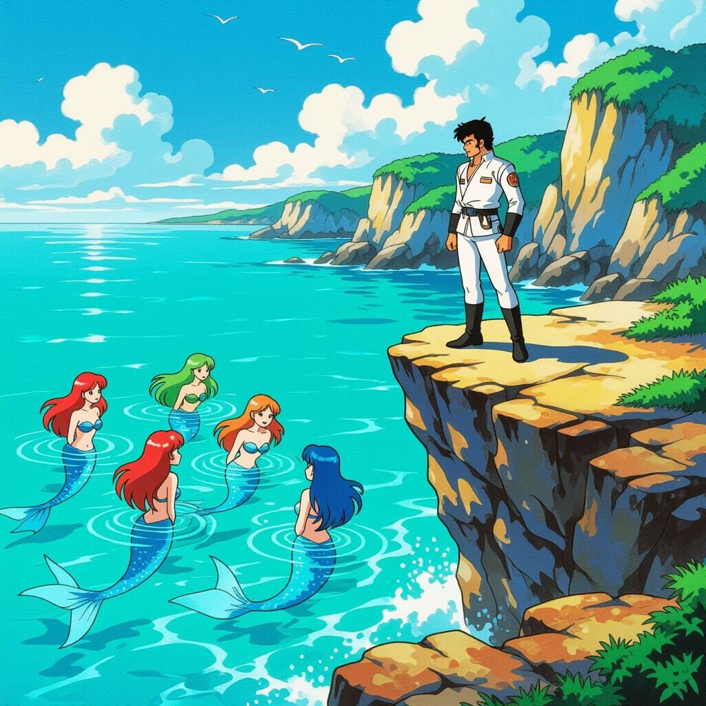 City Hunter's Ryo Saeba Meets Mermaids in Vibrant Coastal Sc...