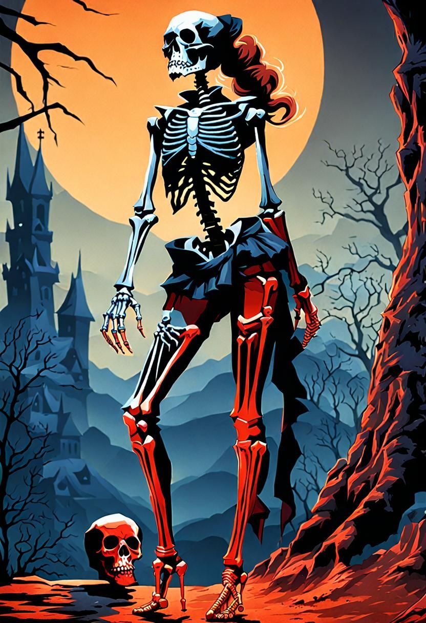 Ravenloft Style Skeleton Pinup Art