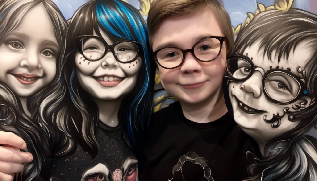 Family Portrait in Pen and Ink Style