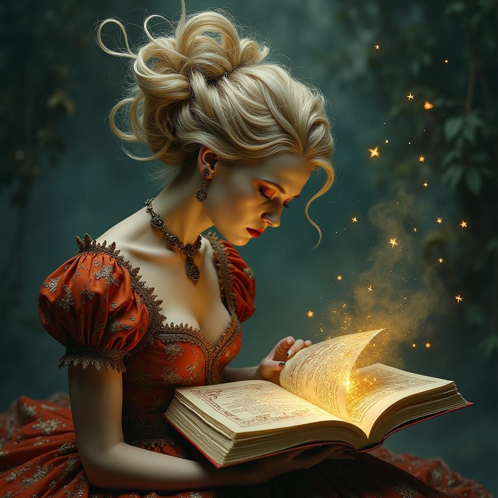 Surreal Woman Becomes Living Tome