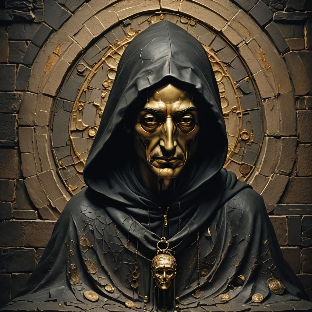 Surrealist Portrait of Figure in Obeisance