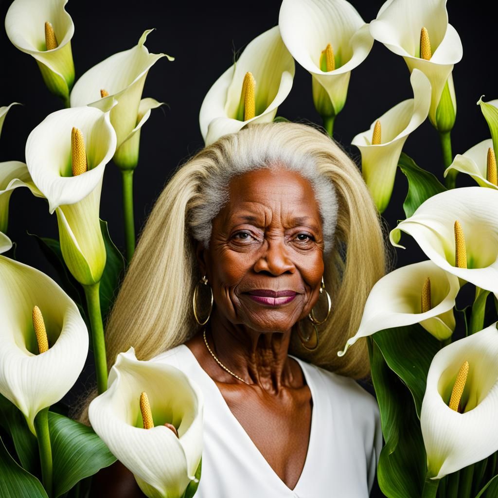 Surreal Portrait: Woman Emerges from Calla Lilies