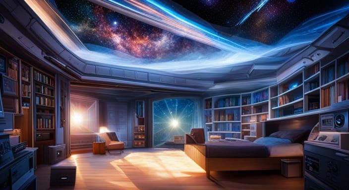 Futuristic Anti-Gravity Bedroom with Astronomy Projector