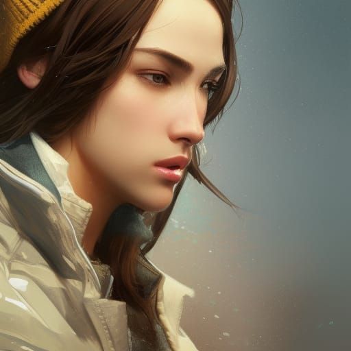 Brunette Woman Portrait in Art Nouveau Style