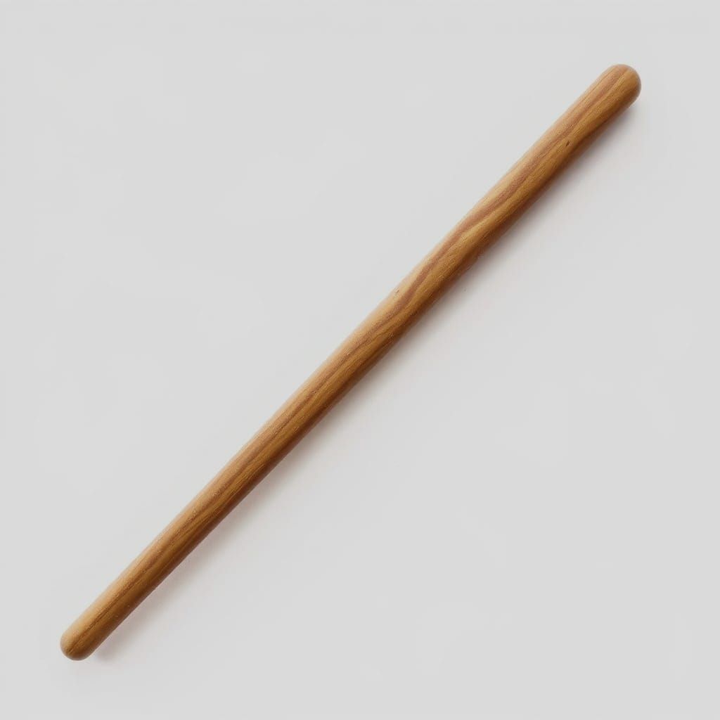 Thin Cherry Wood Stick on White Background